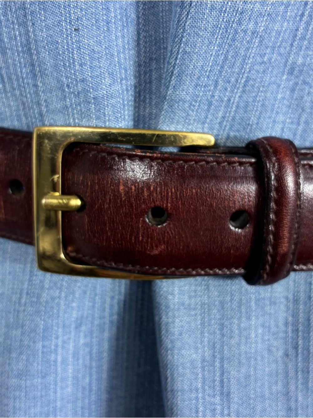 Cortina Trafalgar Womens leather belt size 36 brass buckle